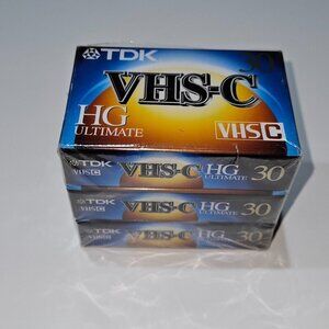 NOS 3 TDK VHS-C HG Ultimate 30 Camcorder Videotape Lot FACTORY SEALED